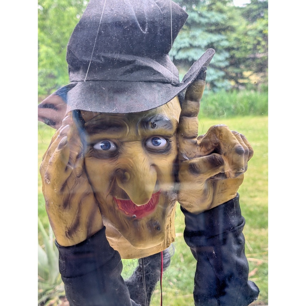 Scary Peeper Tapping Window Witch Animated Halloween Prop Tested Creepy Decor - Picture 2 of 16